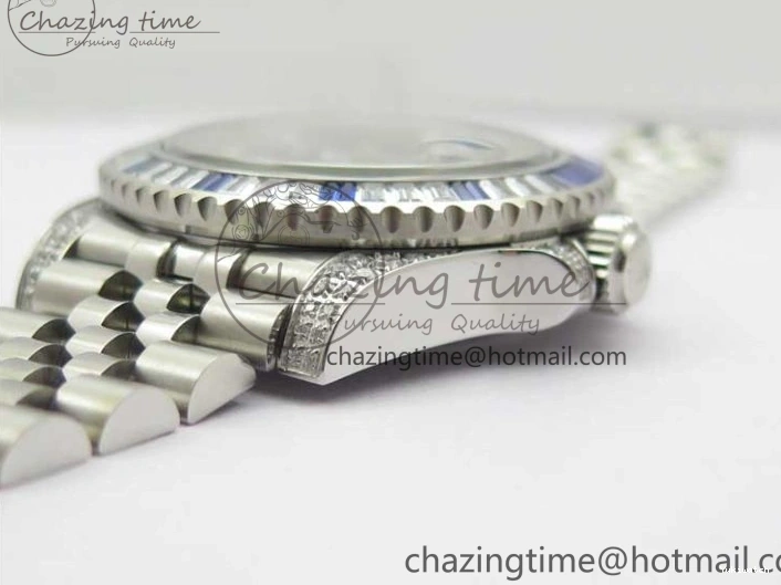 GMT-Master Blue 904L V3 Diamonds Jubilee Dial GMF Bracelet SA3285 II Steel On CHS White Bezel Black Edition Best 0330
